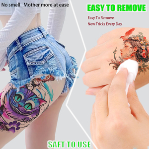 Pegatinas de tatuajes temporales personalizables de papel blanco para rostro y cuerpo: tigre, lobo, calavera, henna, para hombres, mujeres y niños. - Product Image 2
