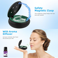 Boîte à dents en plastique OEM avec trous d'aération pour prothèses dentaires, étui de soins bucco-dentaires réutilisable, couleur argent, DC100