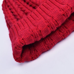 Chapeaux d'hiver tricotés pour femmes <span class=keywords><strong>Bonnet</strong></span> en tricot mélangé de laine de cachemire Chapeaux à <span class=keywords><strong>pompon</strong></span> en fourrure d'hiver Chapeaux Bobble personnalisés - Product Image 2
