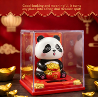 Panda solaire de 3 pouces qui bouge la tête automatiquement, figurine en plastique, ornement pour l'intérieur de la voiture, décoration de bureau à domicile, joli cadeau porte-bonheur