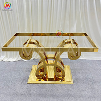 Ensemble de table et chaises de mariage en acier inoxydable et verre transparent