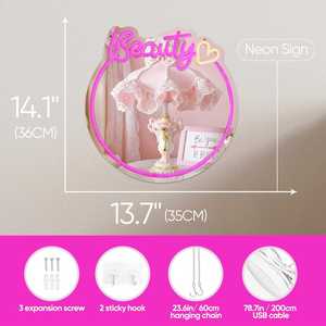 Magnifique miroir mural avec éclairage LED rose néon, affichage personnalisé pour les chambres à coucher, les salons, les centres commerciaux - Product Image 2