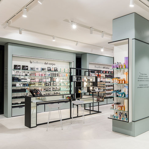 Vitrine d'exposition LED en bois/contreplaqué pour pharmacie, design écologique, pour mobilier et décoration de magasin médical - Grande Vente - Product Image 4