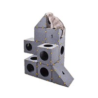 Parc d'activités pour chat en feutre, avec structure de jeu en cubes, structure d'escalade, lit pour chat, tunnel, griffoir à deux niveaux, anti-poussière et insonorisé