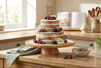 Plateau en bambou festonné sur piétement, plateau de présentation décoratif surélevé pour gâteaux, fruits, décoration de table de cuisine, plateau de service en bambou de qualité alimentaire