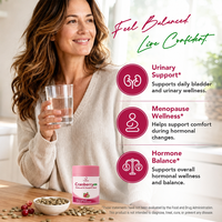 Chinaherbs 3-en-1 Canneberge & Graines de Citrouille - Complément Ménopause Sans Oestrogènes en Capsules pour Femmes, Formule Botanique Rafraîchissante