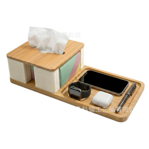 Bamboo Wood Tissue Box Multifunctional <b>Storage</b> <b>Tray</b> Rectangle 4-7 Compartments Standing Type Office Organizer Desktop Living - Product Image 1