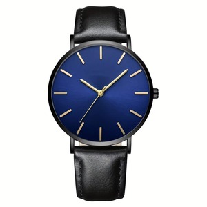 Reloj de Cuarzo Analógico Minimalista para Hombre con Esfera Redonda, Correa de Cuero PU, Elegante, Casual y Profesional - Product Image 2