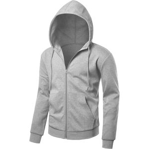 Sudadera con capucha ligera con cremallera para hombre FOXA, sudadera de manga larga, chaqueta básica deportiva de corte ajustado con bolsillos - Product Image 1