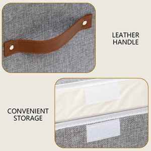 Foldable <b>Storage</b> Bin Set Collapsible <b>Storage</b> <b>Box</b> <b>Cube</b> Closet Organizer <b>with</b> <b>Lid</b> & Faux Leather Handle - Product Image 6
