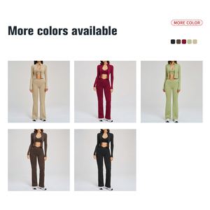 Ensemble <span class=keywords><strong>de</strong></span> vêtements <span class=keywords><strong>de</strong></span> sport pour femmes, 3 pièces, personnalisé, vente en gros, fitness, yoga, tenue <span class=keywords><strong>de</strong></span> sport sans couture, sweat-shirt à manches longues, ensemble <span class=keywords><strong>de</strong></span> yoga - Product Image 3