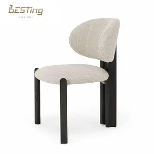 Nordic Luxury Dining Room Chair Solid Wood Frame Fabric Dining Chair For Restaurant Hotel Home