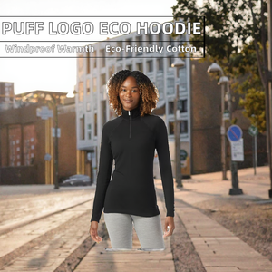 Puff Logo 350gsm <b>Lined</b> Long Spring <b>Hoodie</b> Drop Shoulder Custom Eco Friendly Recycled Plain Dyed <b>Fleece</b> Unisex Men - Product Image 2