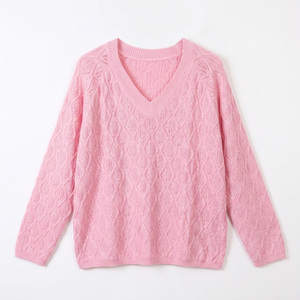 <span class=keywords><strong>Pull</strong></span> en tricot pour femme à col en V, motif losanges, broderie de sequins, ample et <span class=keywords><strong>sexy</strong></span>, <span class=keywords><strong>pull</strong></span> blanc élégant et stylé - Product Image 2