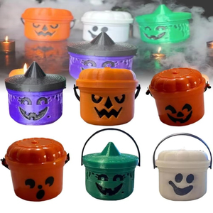 Cubo de Halloween para dulces con asa, diseño de calabaza, cubos de dulces con cara de calabaza, cubo de dulces con diseño de fantasma de calabaza para suministros de fiesta de Halloween - Product Image 2
