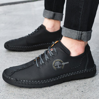 Mocassins en cuir microfibre faits à la main, pointures 38-48, pour hommes, style turc, sport, course, semelle en caoutchouc, conduite