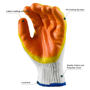 Gants de sécurité enduits de paume double en <span class=keywords><strong>latex</strong></span> jaune orange en coton de calibre 10 - Product Image 5