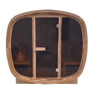 Sauna carré électrique commercial extérieur en cèdre rouge pour 4 personnes, chauffage 6KW, salle de vapeur sèche écologique, verre trempé 8mm - Product Image 1