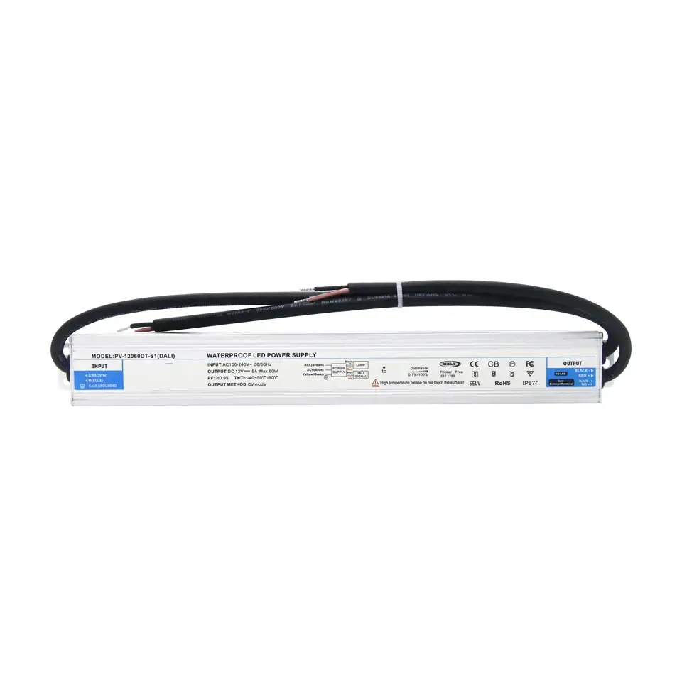 Dimmable LED Driver 12V 24V 60 Watts IP20 DALI Dimming LED Power Supply 100V to 240V Transformer DALI Lighting controller