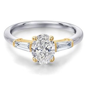 Anillo de compromiso SGARIT personalizado con diamante cultivado en laboratorio de 1.3 quilates para mujer, oro amarillo de 10 quilates, centro con diamante ovalado de 1 quilate, certificado IGI VS D - Product Image 1