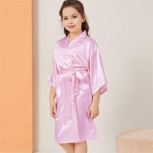 Kimono in Raso Personalizzato per Bambine, Vestaglie Tinta Unita, Pigiami per Bambine, <span class=keywords><strong>Accappatoio</strong></span> per Bambini - Product Image 5
