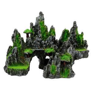 Adorno de piedra con vista a la montaña para acuario, árbol, roca, <span class=keywords><strong>cueva</strong></span>, paisaje, gran adorno para acuario, Roca, decoración de pecera Artificial - Product Image 2