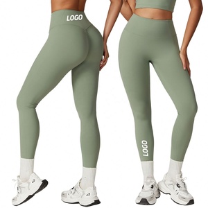 Mallas de Yoga de cintura alta con logotipo personalizado para <span class=keywords><strong>mujer</strong></span>, ropa deportiva para gimnasio, ropa deportiva para todos los días, <span class=keywords><strong>pantalones</strong></span> elásticos para entrenamiento - Product Image 1
