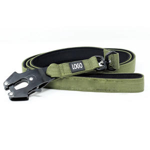 Tali hewan peliharaan nilon tugas berat pegangan empuk Neoprene lembut tali anjing taktis penuntun hewan peliharaan dengan klip katak - Product Image 5