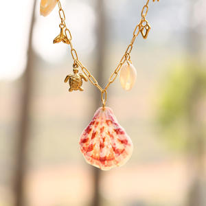 Collar con colgante de acero inoxidable chapado en oro, <span class=keywords><strong>estilo</strong></span> marino, con diseño de concha, sol y estrella de mar, serie Ferris Wheel, accesorio transfronterizo - Product Image 1