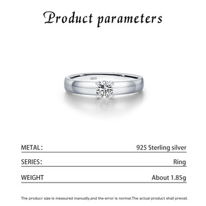 S925 <b>Silver</b> <b>Solitaire</b> <b>Ring</b> Round Brilliant Cut Diamond Prong Setting Classic Engagement Band Women's Fine Jewelry - Product Image 2