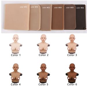 URCHOICE Transgenre <span class=keywords><strong>Travesti</strong></span> Cosplay Crossdresser Silicone Chapeaux Déguisement Masque Femme avec Coupe C Faux Seins Forme Du Sein - Product Image 3