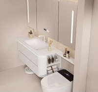 Ensemble de meuble de salle de bain en bois massif personnalisé miroir LED lavabo intégré résistant à l'eau lavabo européen moderne armoire d'évier