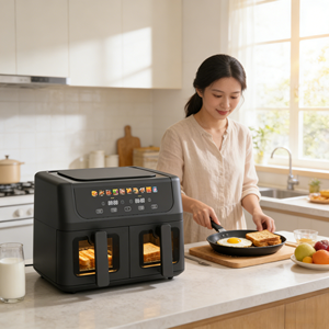 หม้อทอดไร้น้ำมันขนาดใหญ่ 9 ลิตร กำลังไฟสูง 2800 วัตต์ พร้อมโปรแกรมตั้งค่าล่วงหน้า 10 โปรแกรม ตัวทำความร้อน SS304 หม้อเคลือบสารกันติด ป้องกันความร้อนเกิน - Product Image 6