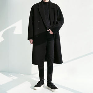 OEM all'ingrosso bottoni da uomo di colore puro stile coreano lungo <span class=keywords><strong>Trench</strong></span> cappotto di lana da uomo - Product Image 3