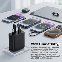 Cantell Chargeur et câble Type C super rapides 258B, adaptateur secteur USB-C 25W pour Samsung Galaxy Note10 S21 S22 S22 S23 Ultra