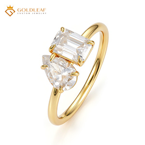 Goldleaf Custom Luxury 1/2/3 Cart D VVS1 Pear <b>Emerald</b> Cut Moissanite IGI Certified Claw Setting 14k Gold Plated Wedding <b>Ring</b> - Product Image 1