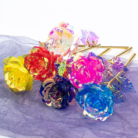Rose arc-en-ciel Galaxy avec lumière LED, rose en feuille d'or 24 carats pour la Saint-Valentin, la fête des mères, un cadeau d'anniversaire