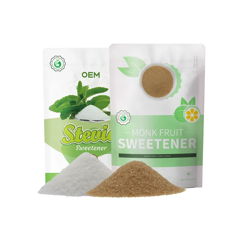 Commercio all'ingrosso 25KG Bulk dolcificante organico in polvere estratto di frutta monaco eritritolo/Stevia estratto di eritritolo miscela