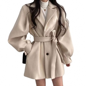 Trench da Donna Slim Fit con Cintura, Caldo Imbottito in Cotone, Scollo a V, Stile Coreano, Bottoni, per Ufficio - Product Image 1