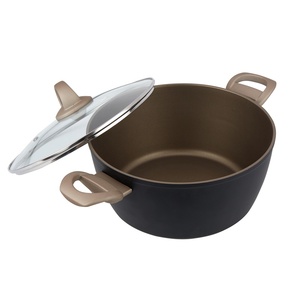 Casserole en alliage d'aluminium forgé de <span class=keywords><strong>24</strong></span> <span class=keywords><strong>cm</strong></span>, revêtement en <span class=keywords><strong>pierre</strong></span> de marbre noir antiadhésif avec couvercle en verre normal - Product Image 5