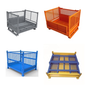 Boîtes pour le stockage Boîte à palettes en acier Palette d'entrepôt lourde de meilleure qualité Cage de stockage pliable Palette de conteneur en treillis métallique - Product Image 6