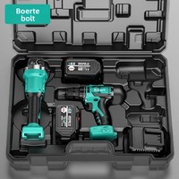 Ensemble de 3 pièces, perceuse électrique sans fil au lithium à 15 cellules, meuleuse d'angle rechargeable et clé à chocs