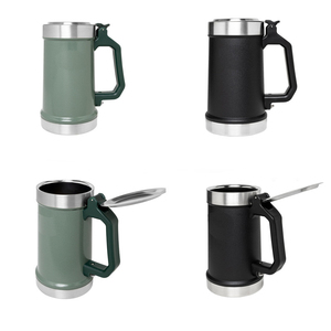 Taza de agua para beber con asa y tapa Botella de cerveza al vacío de calor de acero inoxidable Taza de campamento con aislamiento frío - Product Image 4