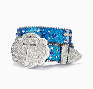 <span class=keywords><strong>Ceinture</strong></span> <span class=keywords><strong>noire</strong></span> en alliage de zinc style vintage avec grande <span class=keywords><strong>boucle</strong></span> à tête, sangle cloutée, rivets à motif croisé et œillets – Esthétique audacieuse et affirmée - Product Image 1