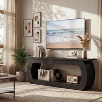 Meuble TV en bois style farmhouse, directement de l'usine, avec rangement à plusieurs niveaux, longue console TV pour salon et chambre.