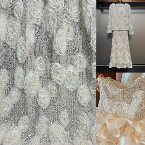 Wholesale Sequins Beaded Lace Fabrics <strong>2026</strong> High Quality Gentle Lace Bride <strong>Material</strong> for Wedding Party Dresses - Product Image 2