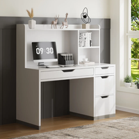 Bureau avec huche de 47 pouces, blanc, avec 4 tiroirs et tiroir à dossiers pour chambre à coucher