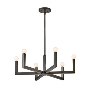 Black Metal Chandelier with Frosted Glass Globes, 6 - <b>Light</b> Minimalist Design for <b>Bedrooms</b> - Product Image 1