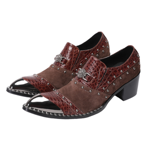 Chaussures <span class=keywords><strong>Derby</strong></span> Vintage britanniques pour hommes robe d'affaires rehaussée de commerce extérieur Oxford bas en cuir véritable <span class=keywords><strong>boucle</strong></span> sueur - Product Image 5