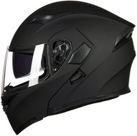 Casque de moto modulaire double visière intégrale avec visière rabattable, certifié DOT, disponible en 6 couleurs (L, Noir Mat)